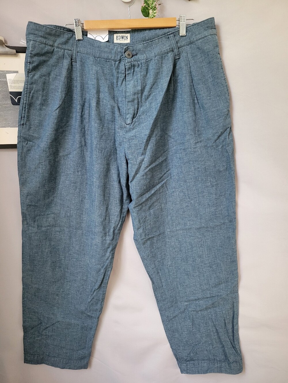 NEW Edwin Japanese Twisted Chambray Pleated Trouser Denim Pant Blue 38